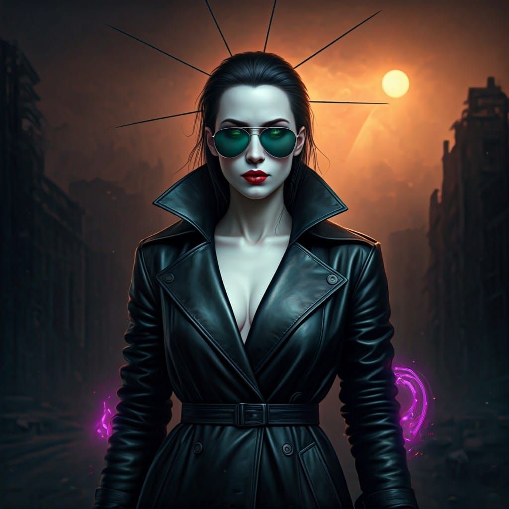 Cyberpunk Vampire Evasion in a Dark, Futuristic Apocalypse