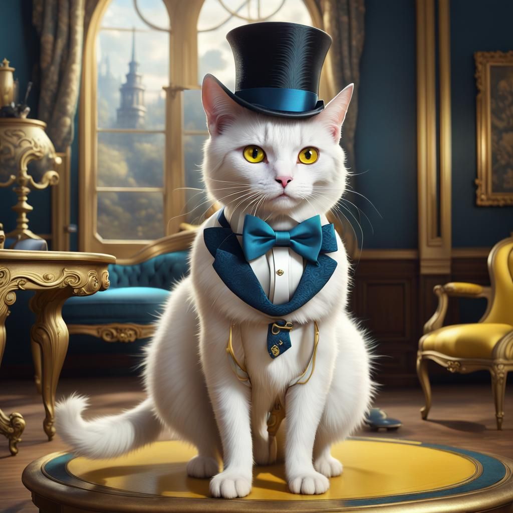Fancy Cat Portrait in Detailed Digital Painting