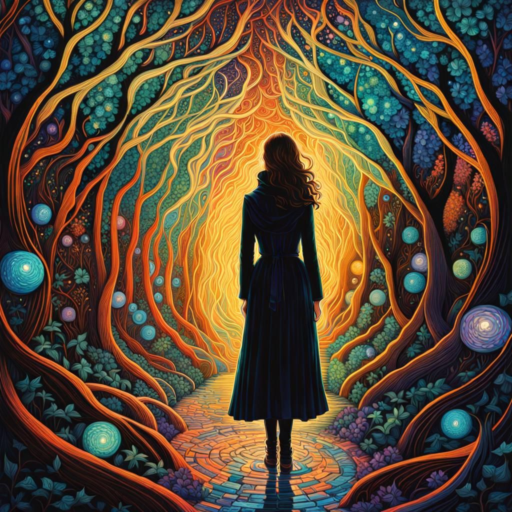 Bioluminescent Maze: Iridescent Sci-Fi Adventure