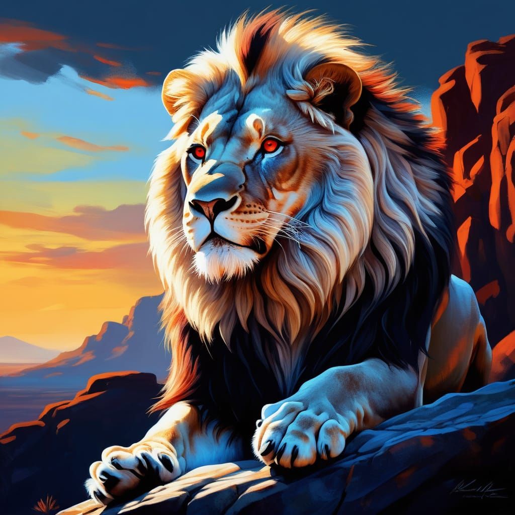 Regal Silver Lion in Warm Golden Light