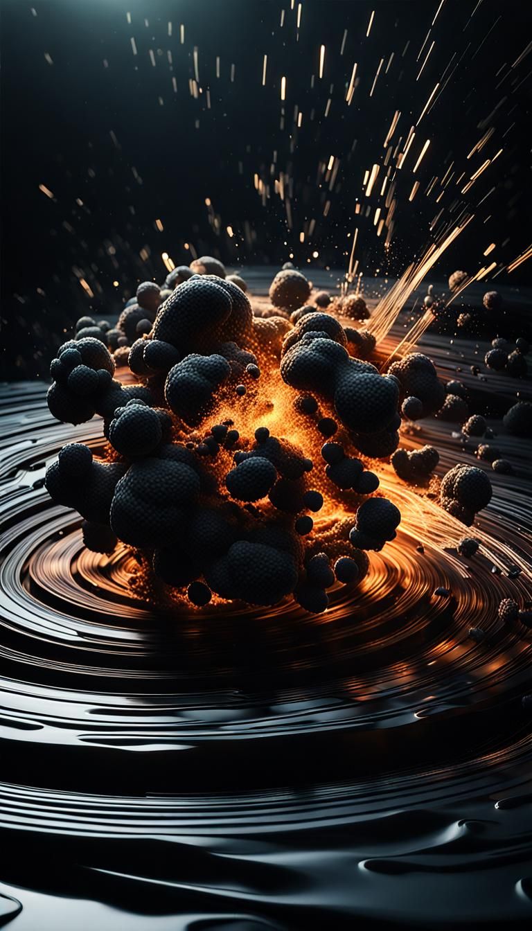 Abstract Sci-Fi Explosion in Dark Photography Style
