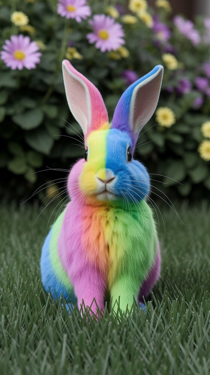 Rainbow Bunny AI Generated Image