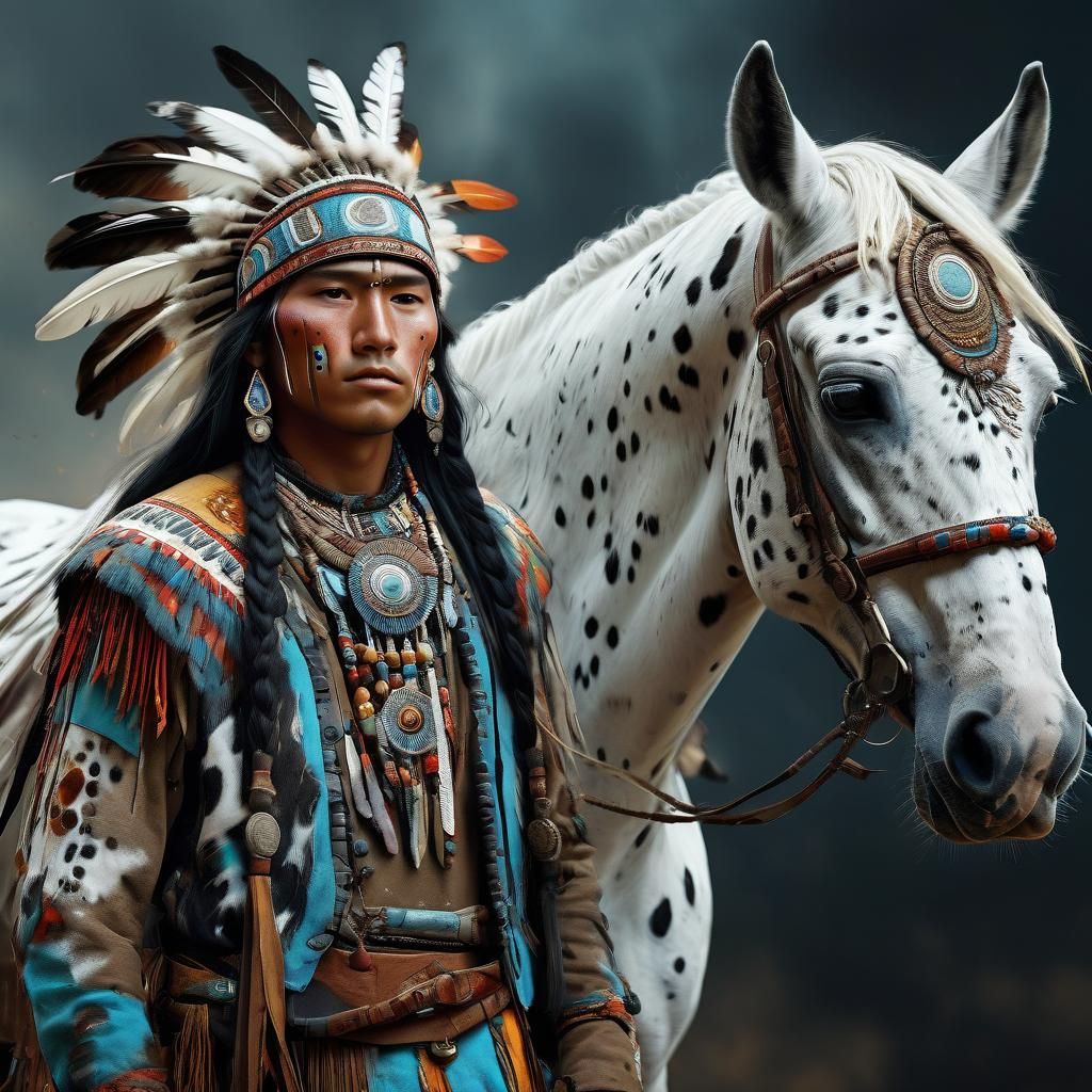 Native American and Appaloosa Horse in Fantasy Art