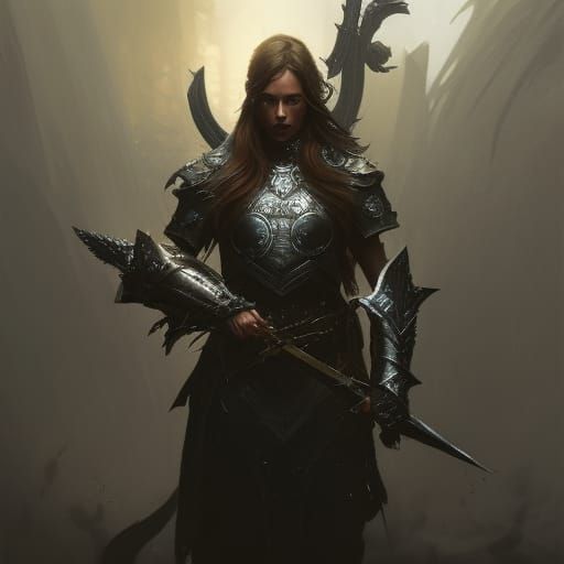 Epic Warriors with Shields in Dark Fantasy Style