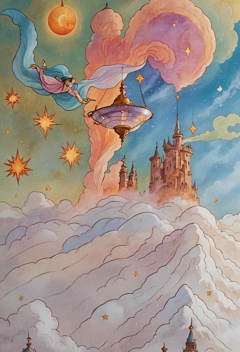 Genie Emerges in Surreal Dreamscape: Salvador Dali Style