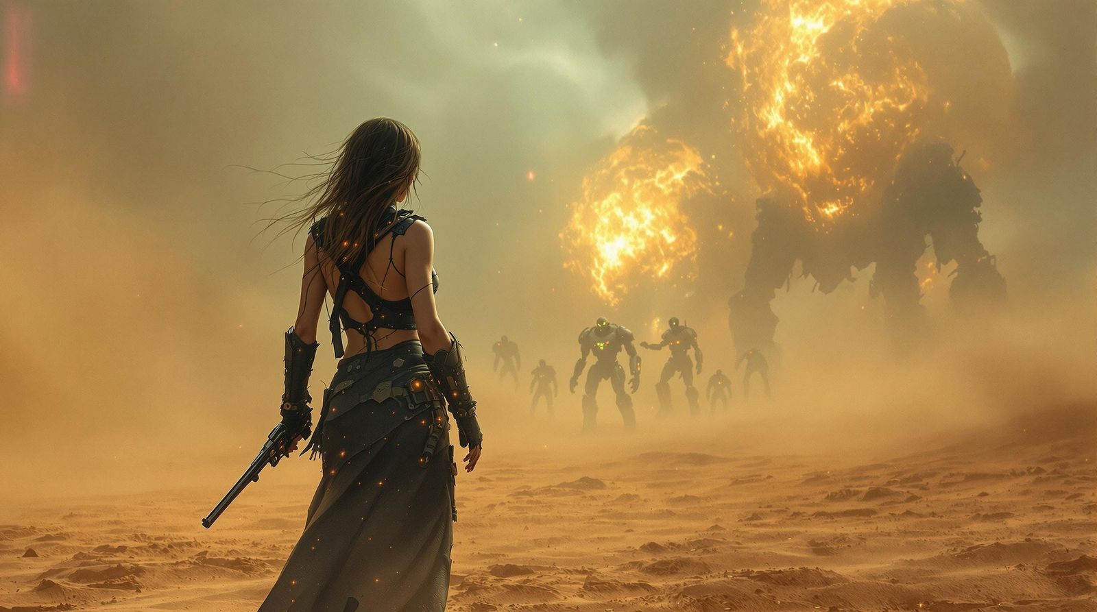 Gunslinger Confronts Steampunk Robots in a Western Film Noir