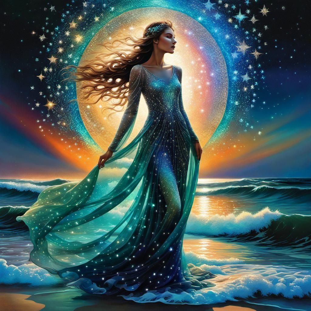 Woman in Star Gown by Karol Bak and Mucha