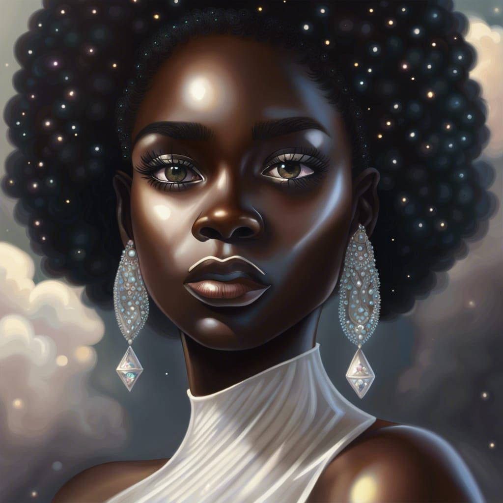 Glowing Woman in White Dress Portrait