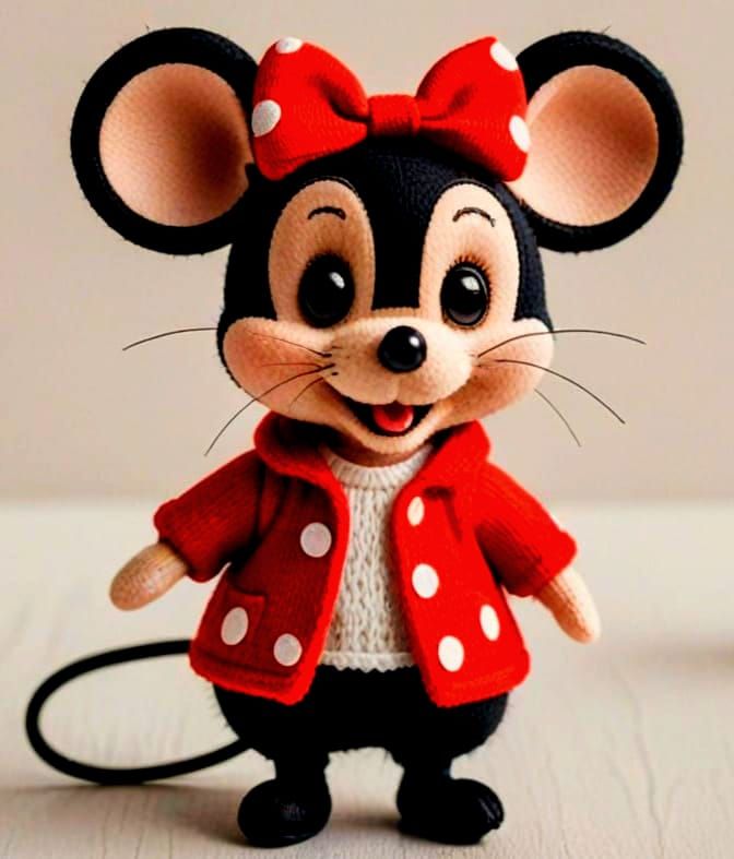 Cute Miniature Mouse Mother Holding Baby