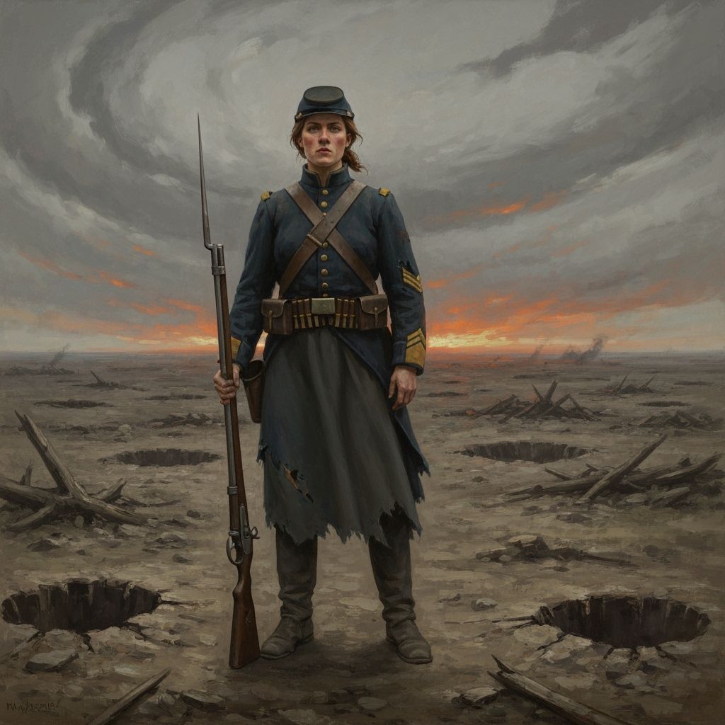 Female Union Soldier on Desolate Battlefield