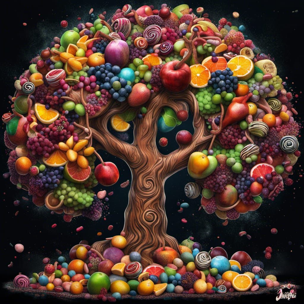 Candy Tree of Life in Street Art Style