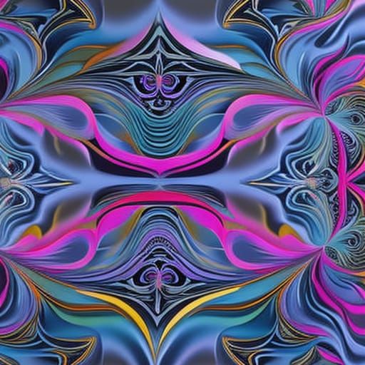 Pink Recursive Fractal in Gouache Watercolor Style