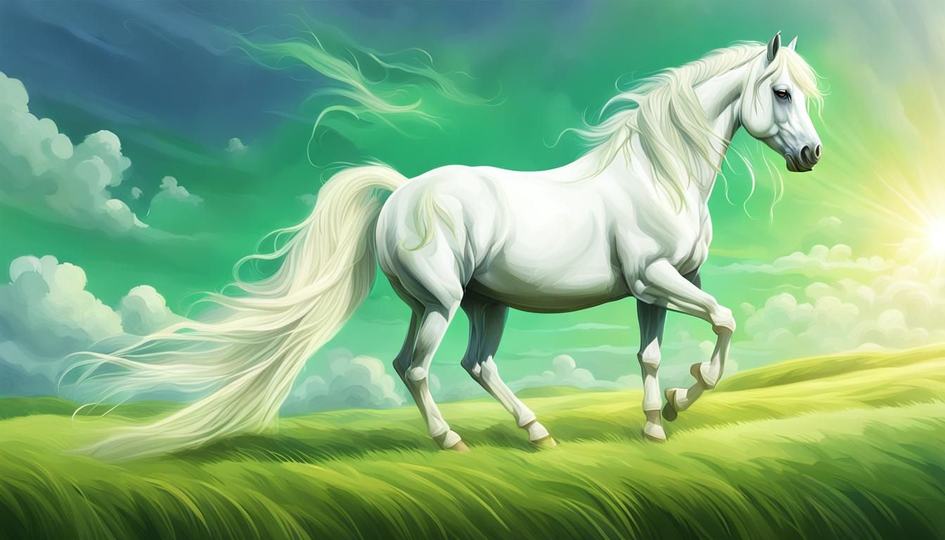 Majestic White Horse in Fantasy Landscape
