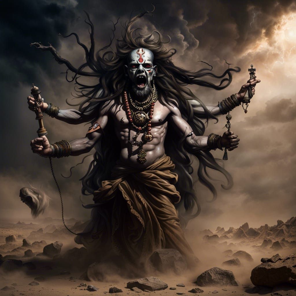 Terrifying Desert Storm Sadhu in Temple Ruins