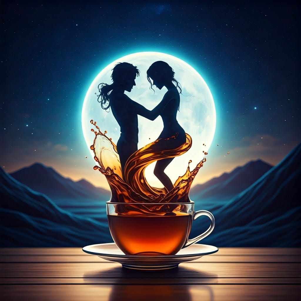 Tea Dance: Silhouettes Emerge in Dreamlike Landscape