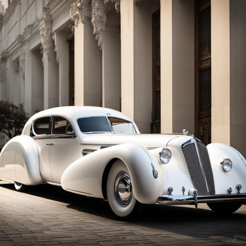 Sleek White Limousine: AI Generated Image