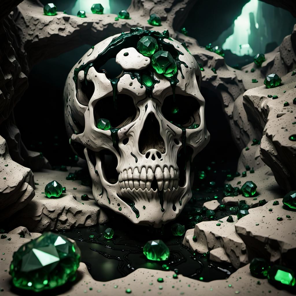 Ominous Crystal Skull Horror Scene