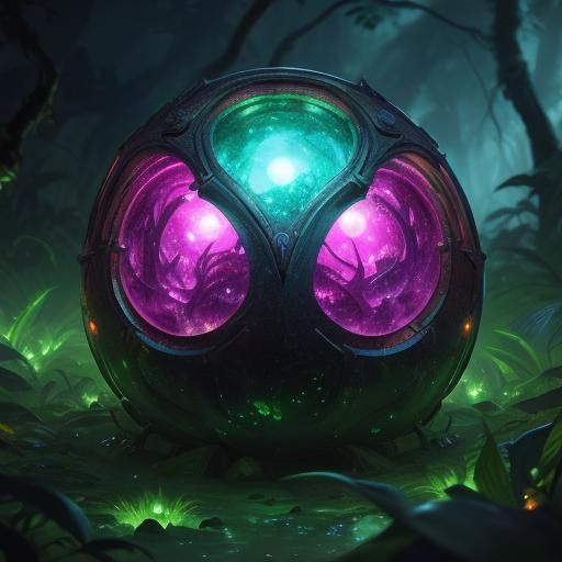 Rainbow Alien Eggs in a Luminous Forest