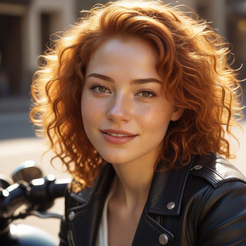 Confident Redhead Rides the Wind in Fierce Style