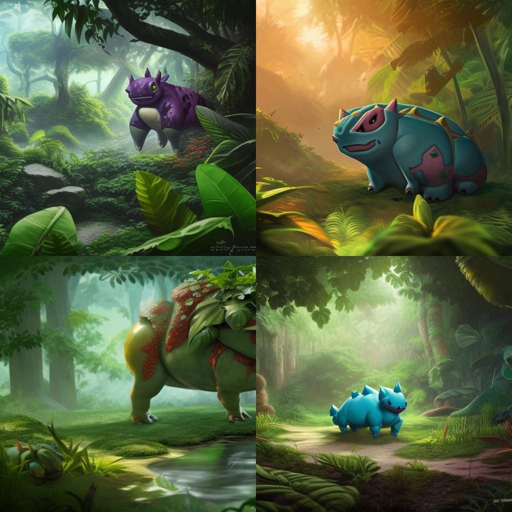 Bulbasaur in Jungle: Fantasy Concept Art