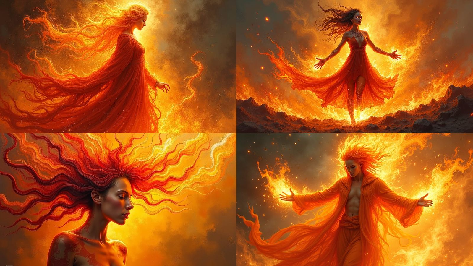 Fiery Phoenix Mage in Impasto Style