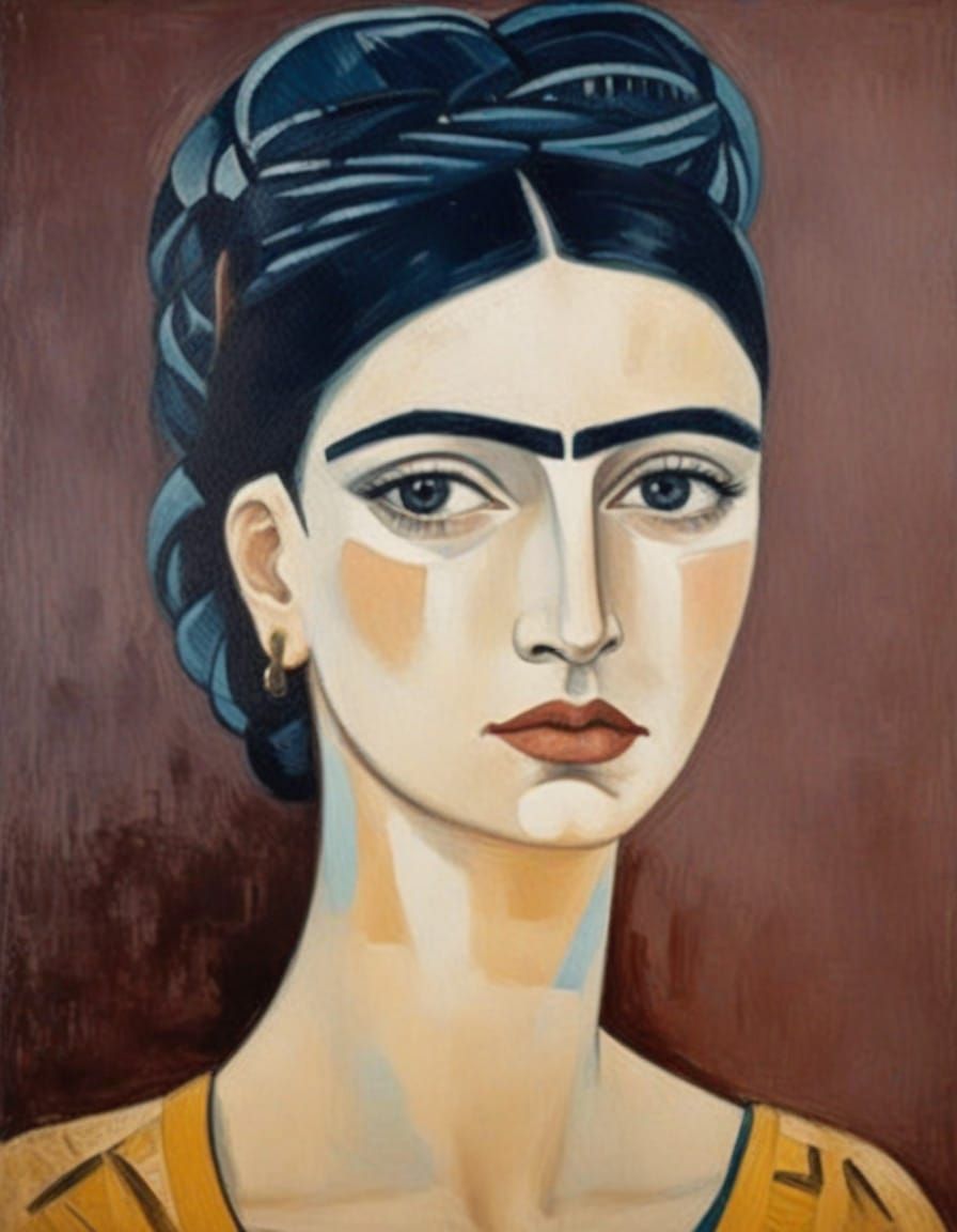 Woman in Blue Cubist Style