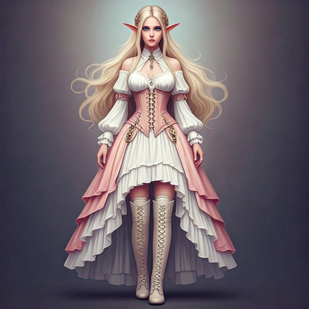 Steampunk Fantasy Elf in Soft Pastel Hues