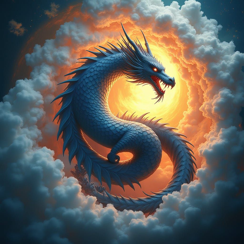 Majestic Phoenix Dragon Embodied in Yin Yang