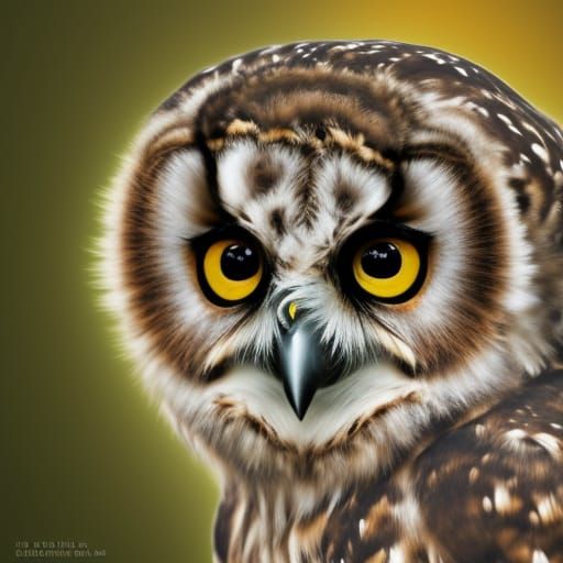 Hyperrealistic Baby Owl Portrait in Splash Art Style