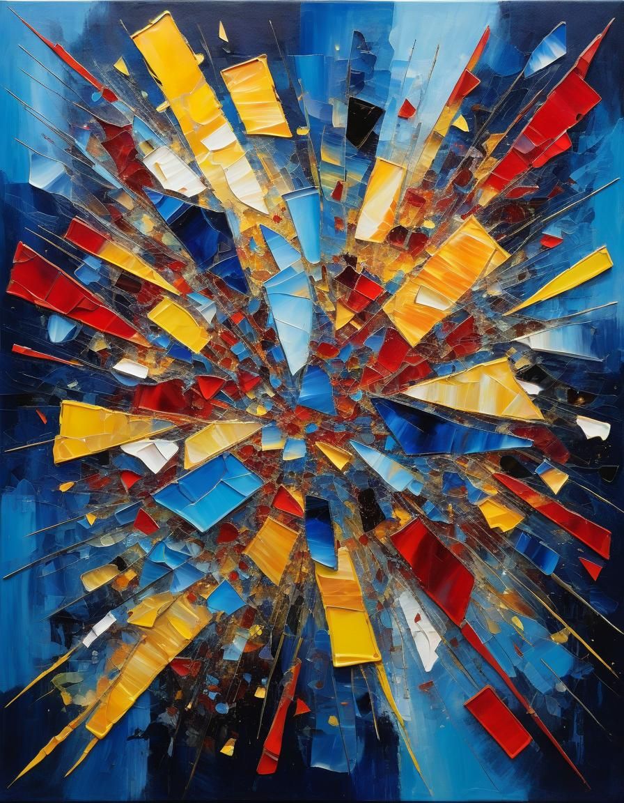 Dazzling Shattered Abstract Painting: A Colorful Masterpiece