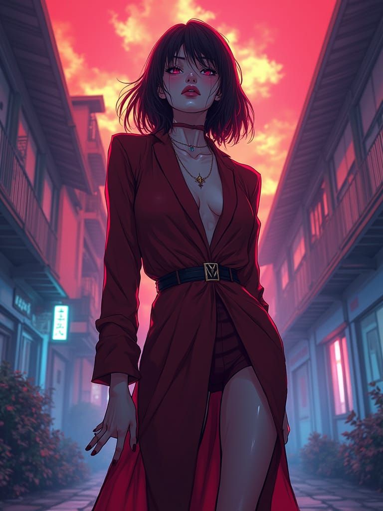 Elegant Mother Figure in Anime Manga Scan Style