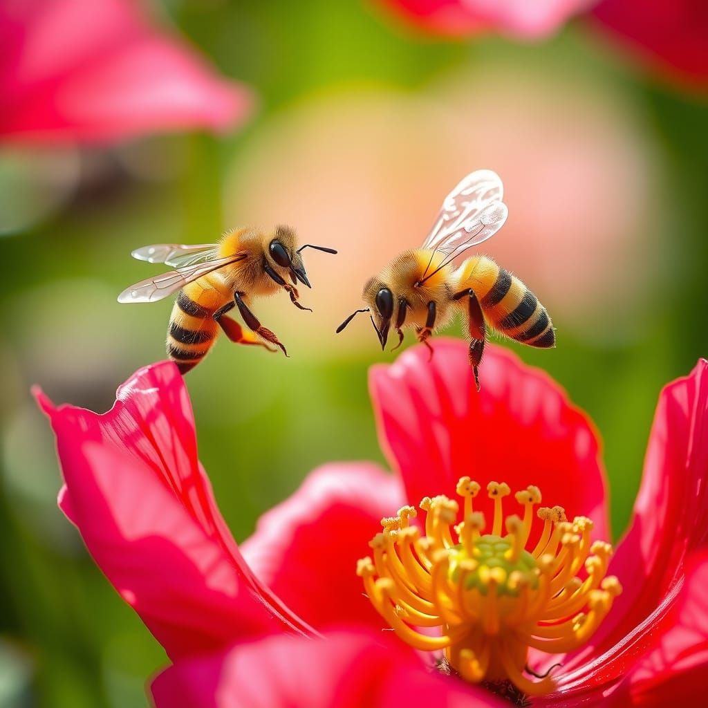 Bees on Poppies: Botanical Macro Photography