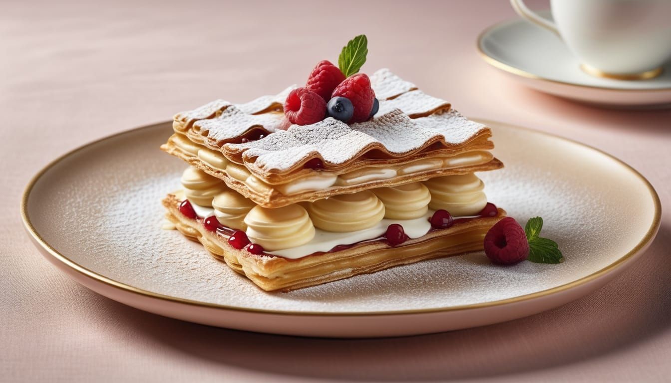 Mouthwatering Mille-Feuille Pastry in Hyperrealistic Food Ph...