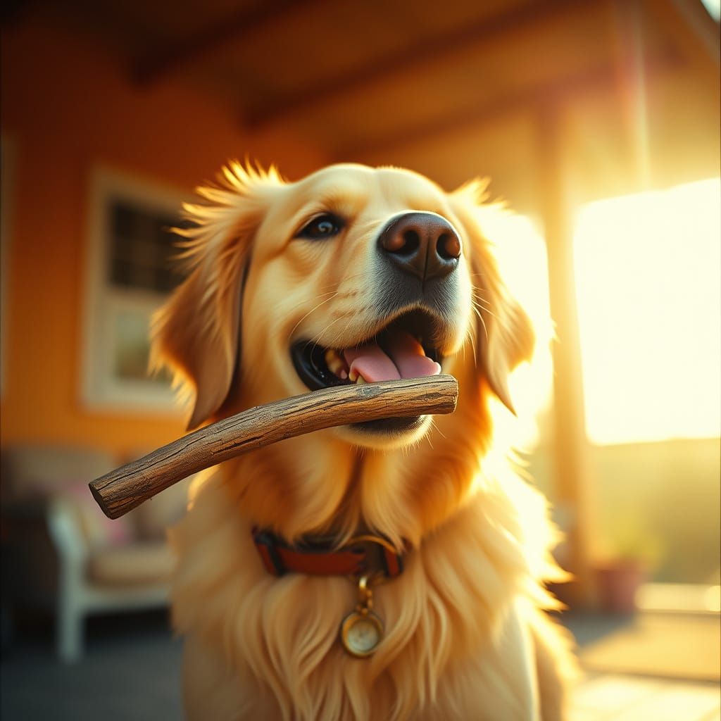 Golden Retriever in Cinematic Film Style
