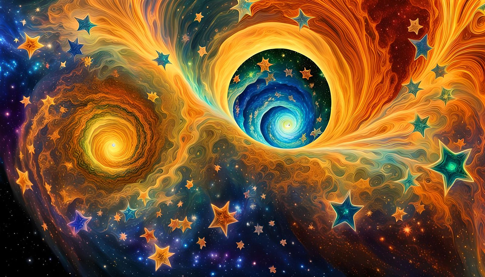 Cosmic Fractal Star Maelsrom in Abstract Style