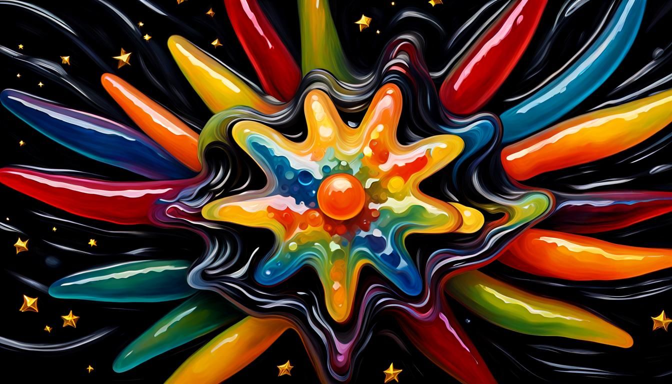 Electromagnetic Starscape in Impasto Oil Paint Style