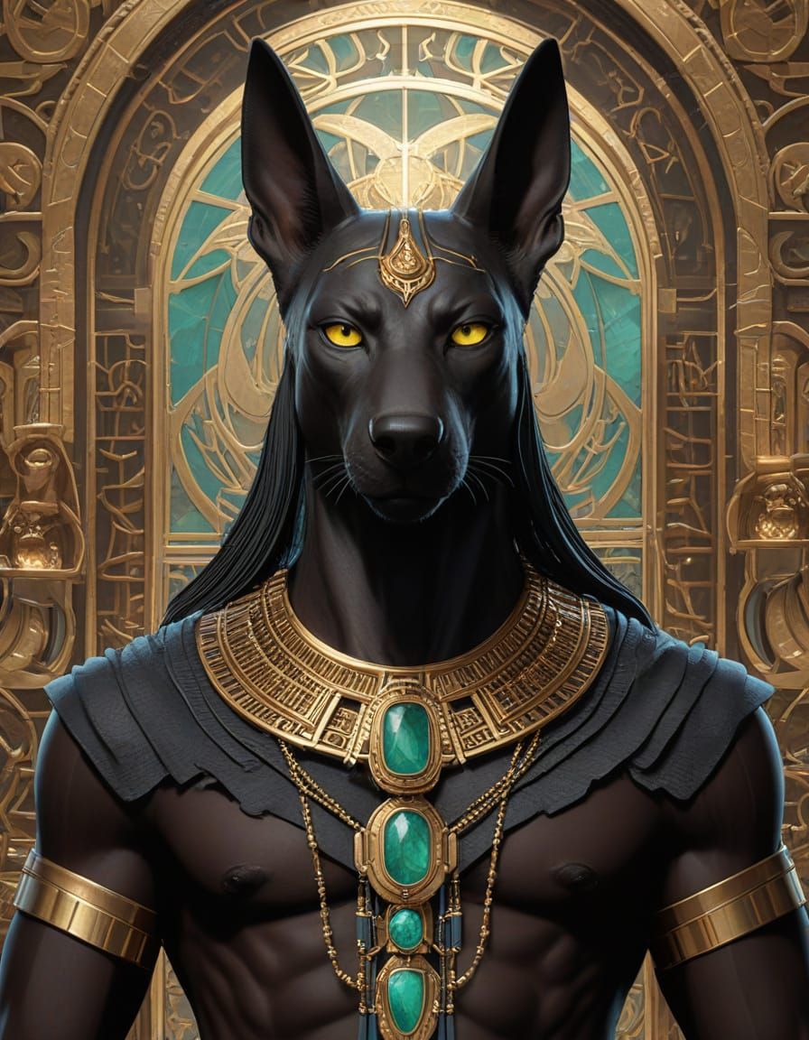 Ancient Egyptian God Anubis in Contemplation within the Afte...