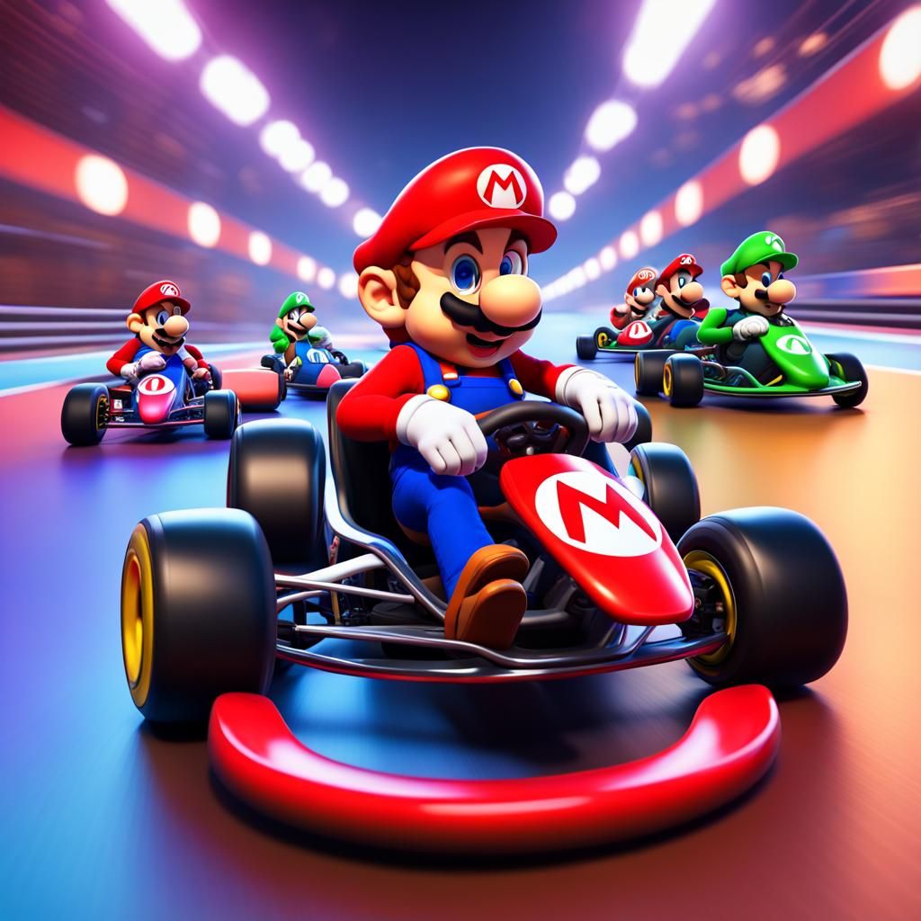 Mario Kart Race in Pixar Disney Style