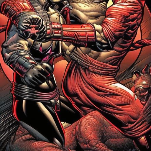 Cheeseburger Beats Pig in Comic Book Art