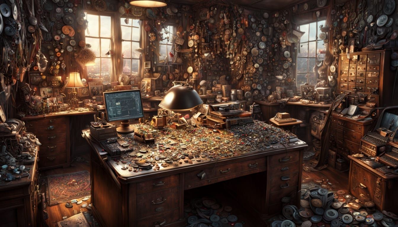 Maximalist Digital Matte Painting of Craft Supplies