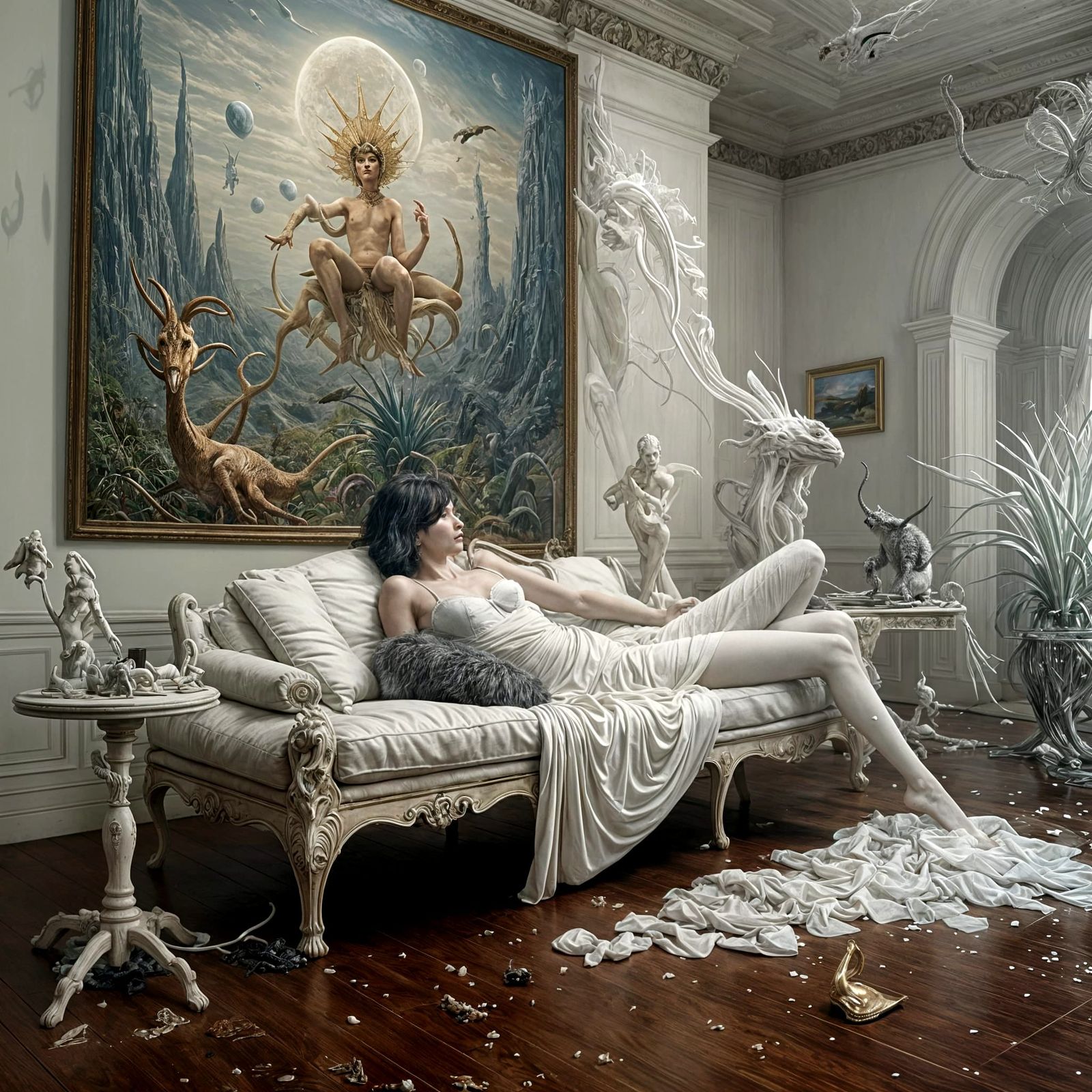Surreal Portrait in White Laboratory: Matte Painting