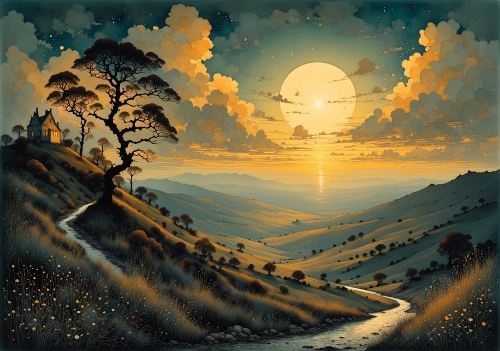 Twilight Serenade in Lush Landscape