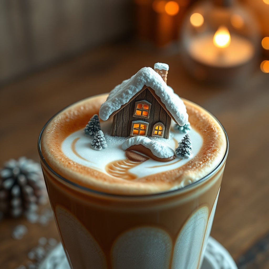 Christmas Latte Art: Cozy House in Foam