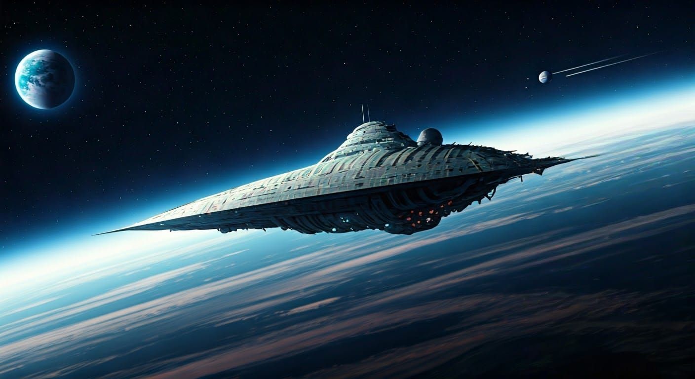 Surreal Space Odyssey in Retro-Futuristic Style