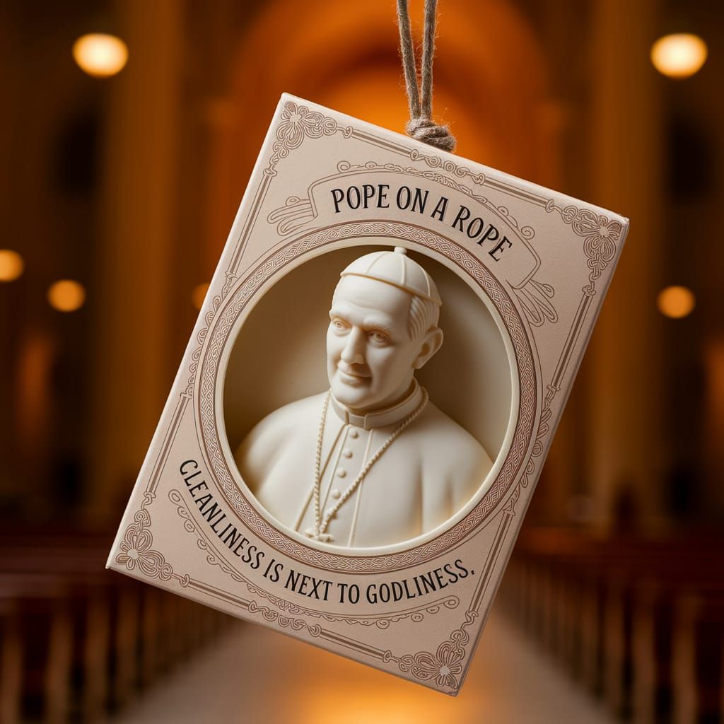 Elegant Pope Soap Adorned with Ornate Script