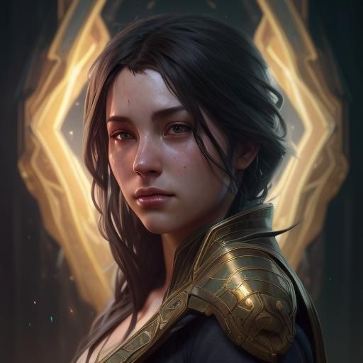 Shy Sorcerer Casting Light: Detailed Portrait