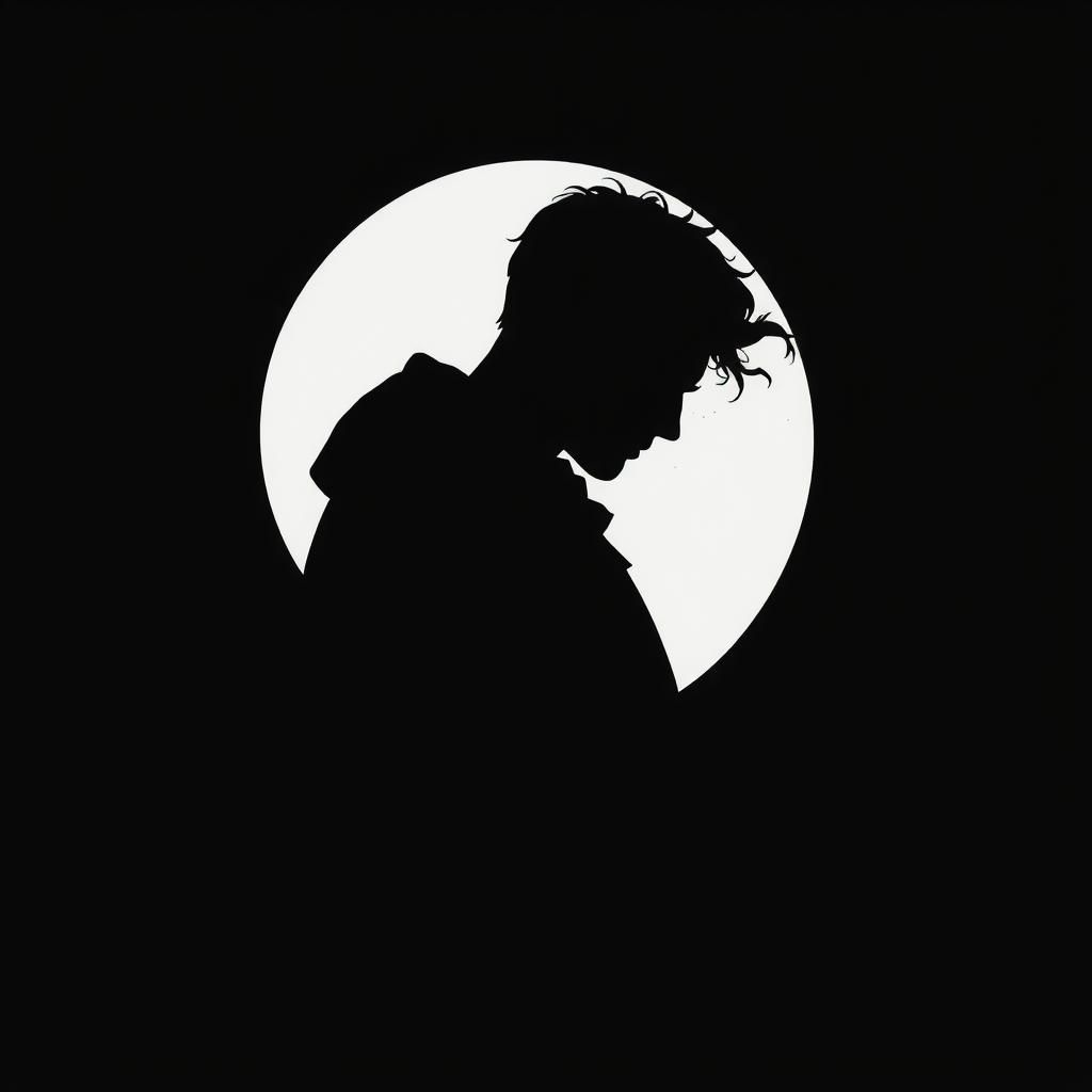 Ominous Glitching Silhouette Portrait in Minimalist Style