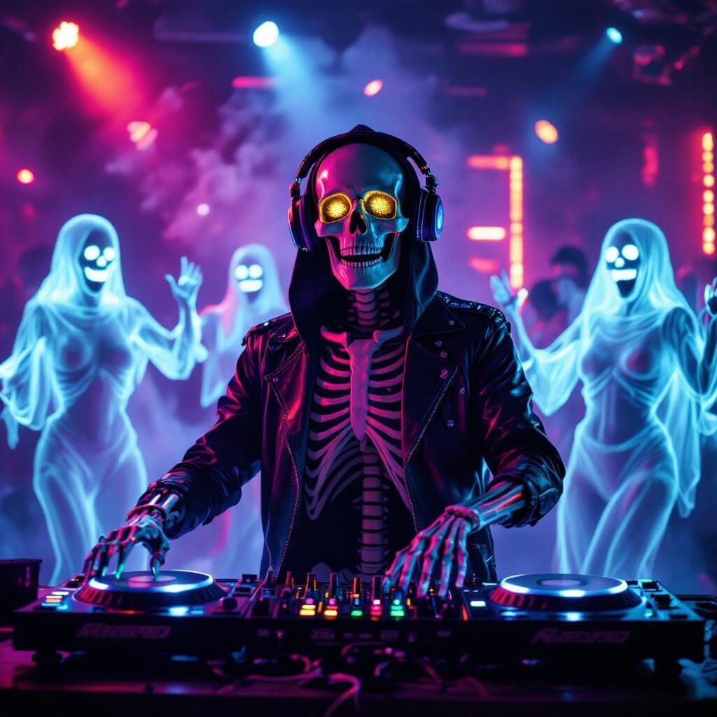 Undead Disco Party: Skeleton DJ & Ghost Dancers