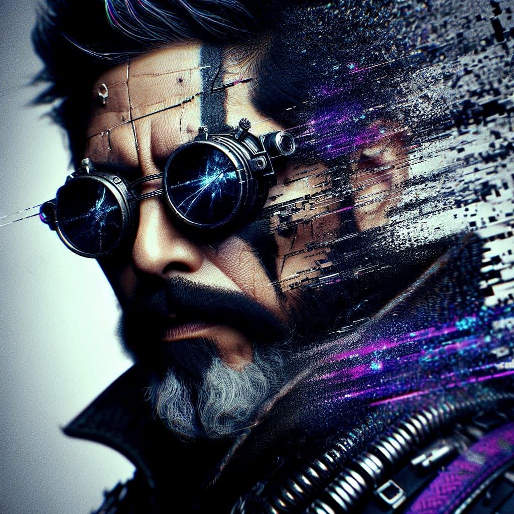 Gritty Latino Rogue in Distorted Leather Armor