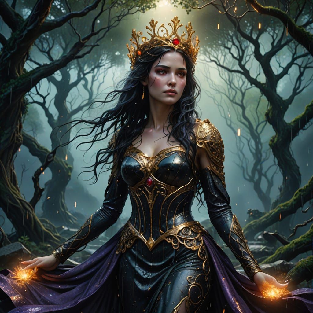 Dystopian Goddess in Golden Ruin